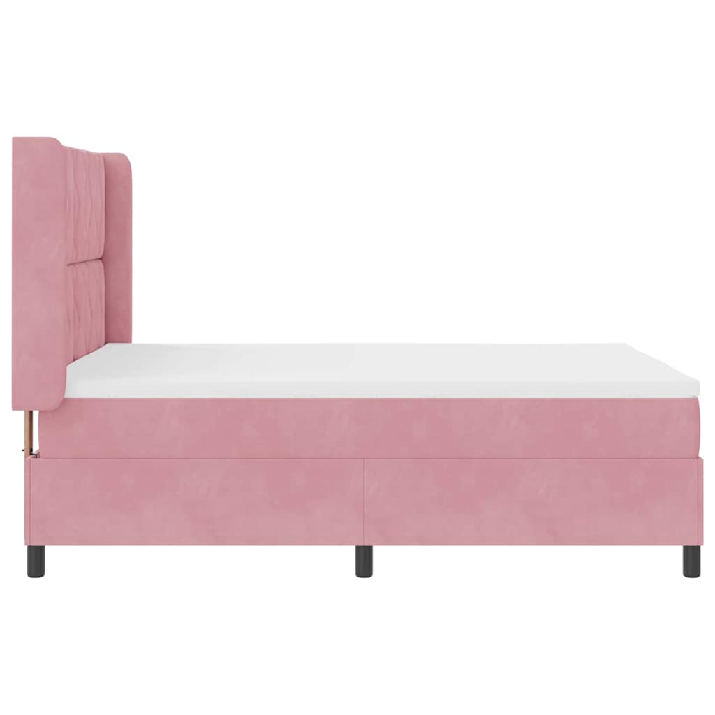 Box spring seng med LED-lysstrimler Lyserød 140 x 190 cm Fløjl