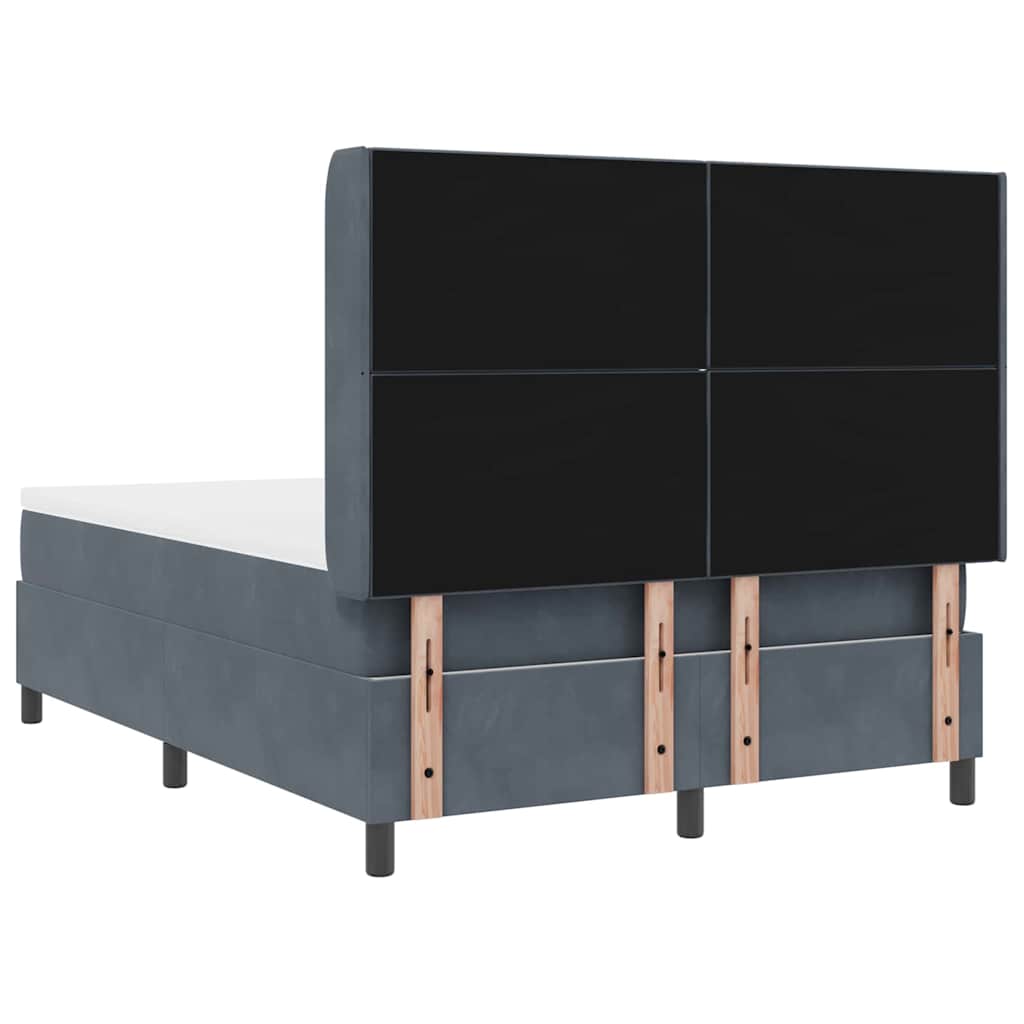 Box spring seng med LED-lysstrimler Mørkegrå 160 x 200 cm Fløjl