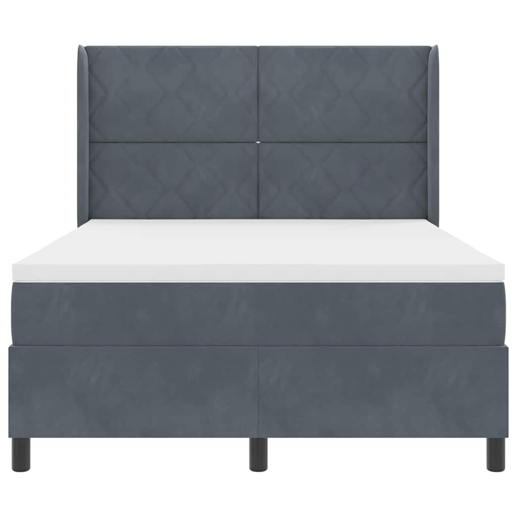 Box spring seng med LED-lysstrimler Mørkegrå 160 x 200 cm Fløjl