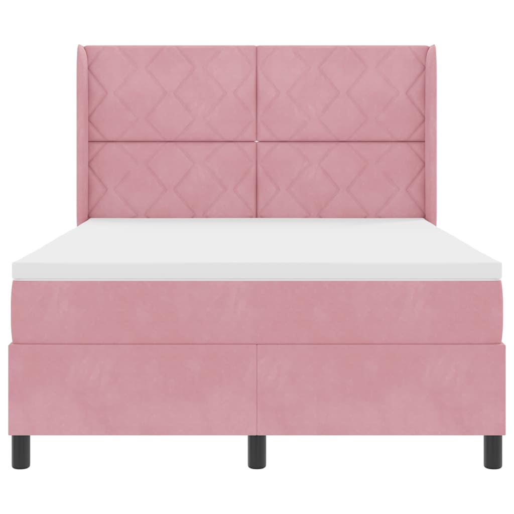 Box spring seng med LED-lysstrimler Lyserød 160 x 200 cm Fløjl