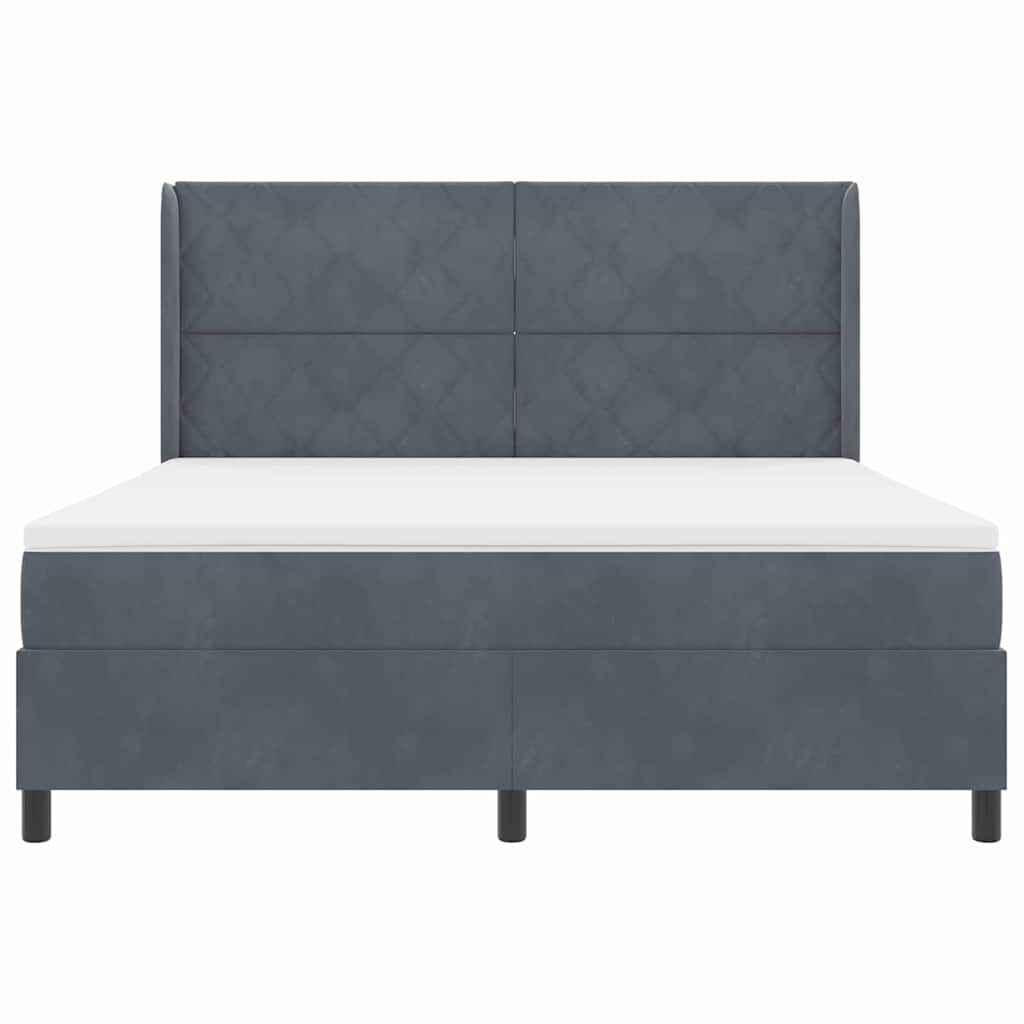 Box spring seng med LED-lysstrimler Mørkegrå 180 x 200 cm Fløjl