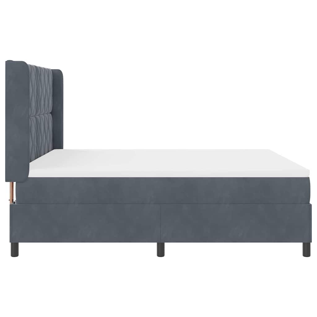 Box spring seng med LED-lysstrimler Mørkegrå 180 x 200 cm Fløjl