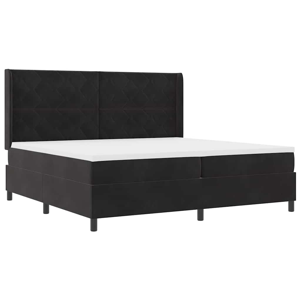 Box spring seng med LED-lysstrimler Sort 200 x 200 cm Fløjl