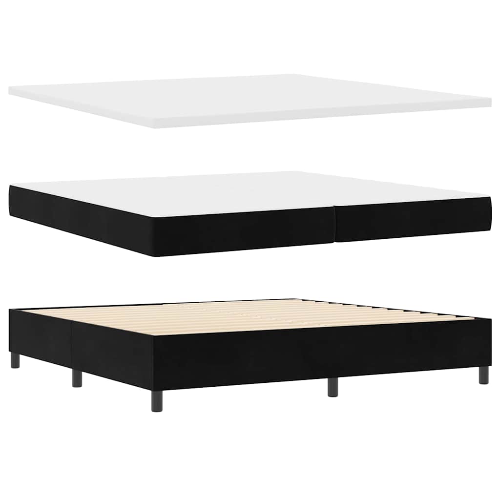 Box spring seng med LED-lysstrimler Sort 200 x 200 cm Fløjl