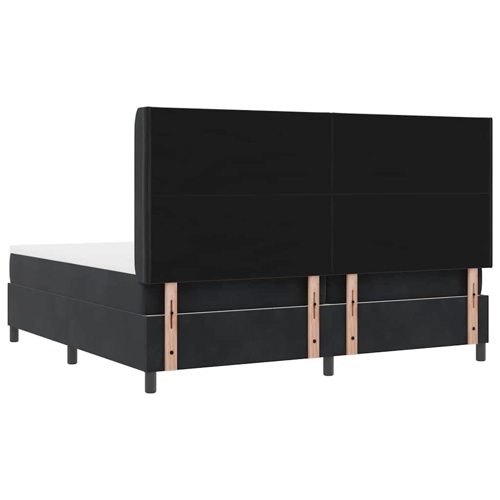 Box spring seng med LED-lysstrimler Sort 200 x 200 cm Fløjl