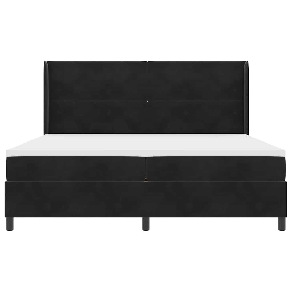 Box spring seng med LED-lysstrimler Sort 200 x 200 cm Fløjl