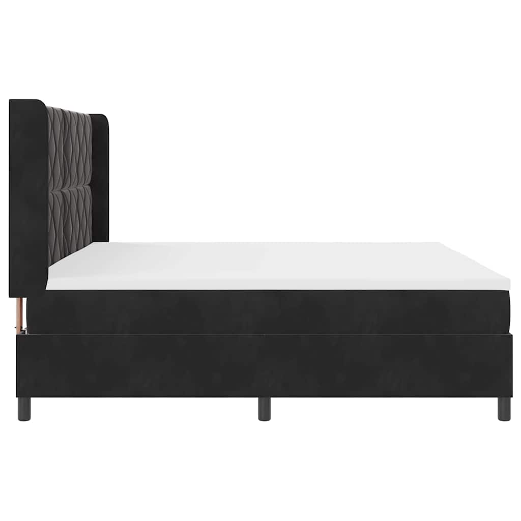 Box spring seng med LED-lysstrimler Sort 200 x 200 cm Fløjl