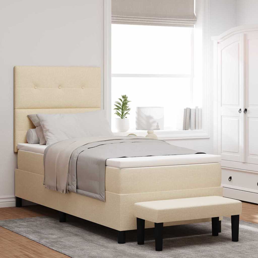 Box spring seng med hovedgærde Creme 80 x 200 cm Stof