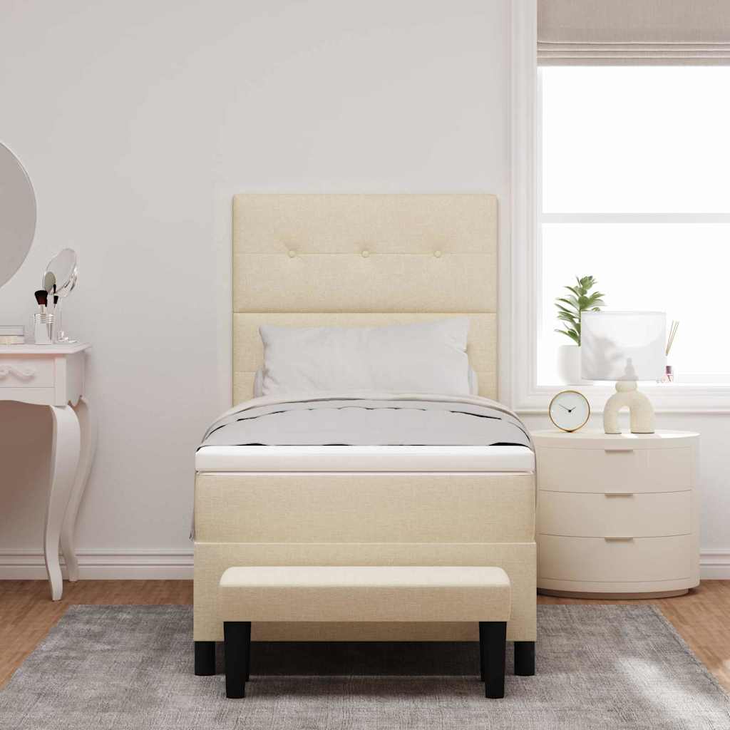 Box spring seng med hovedgærde Creme 80 x 200 cm Stof