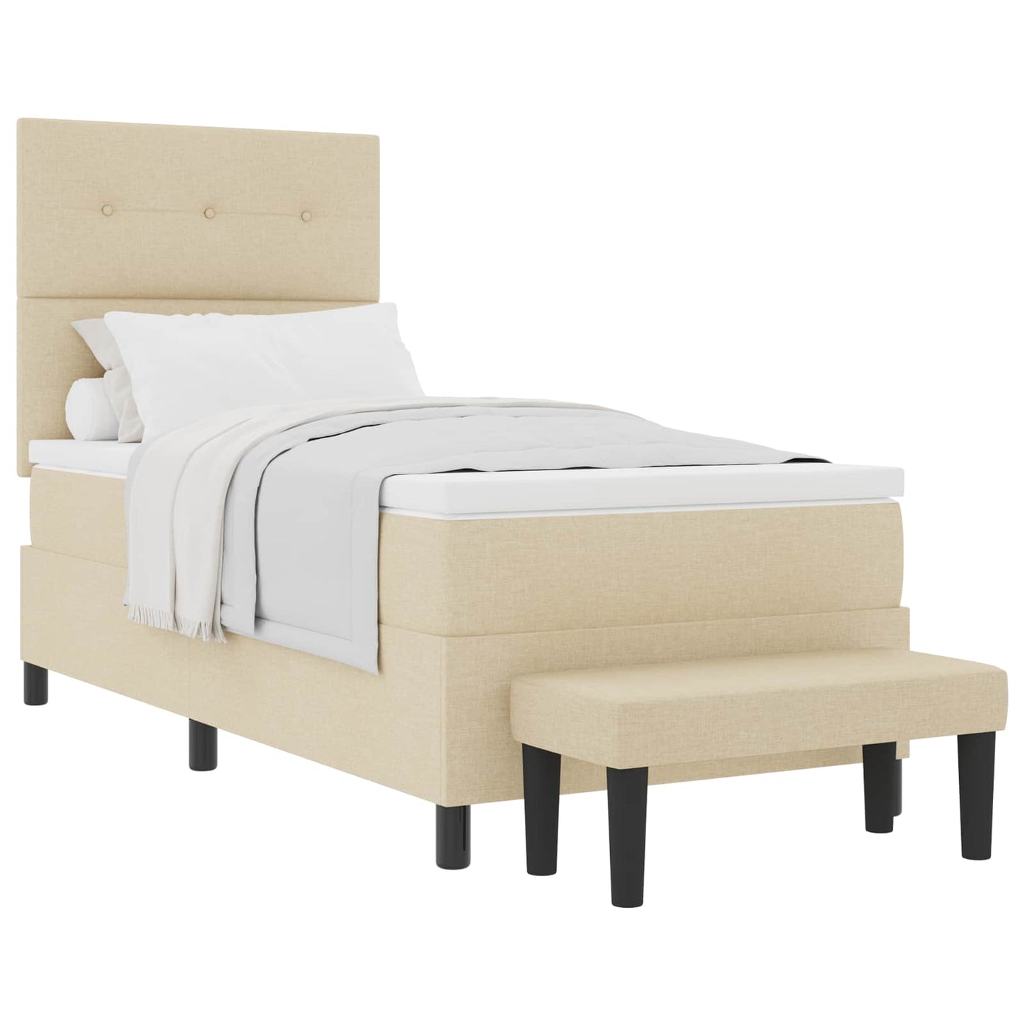 Box spring seng med hovedgærde Creme 80 x 200 cm Stof