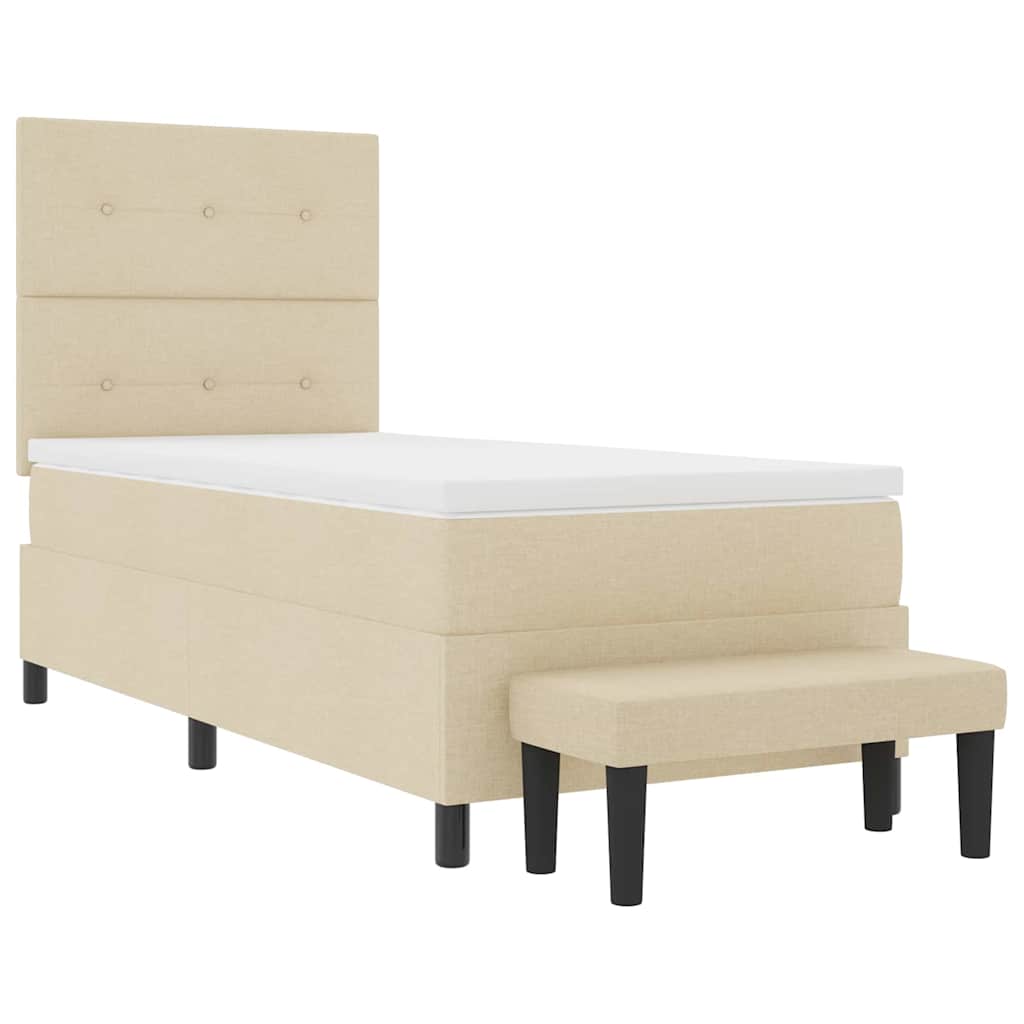 Box spring seng med hovedgærde Creme 80 x 200 cm Stof