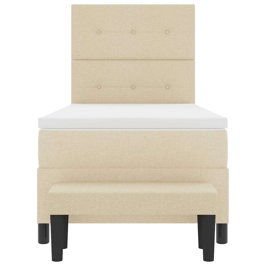Box spring seng med hovedgærde Creme 80 x 200 cm Stof