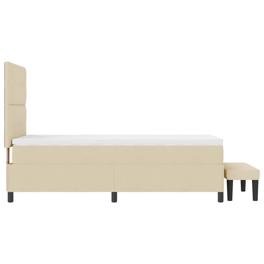 Box spring seng med hovedgærde Creme 80 x 200 cm Stof