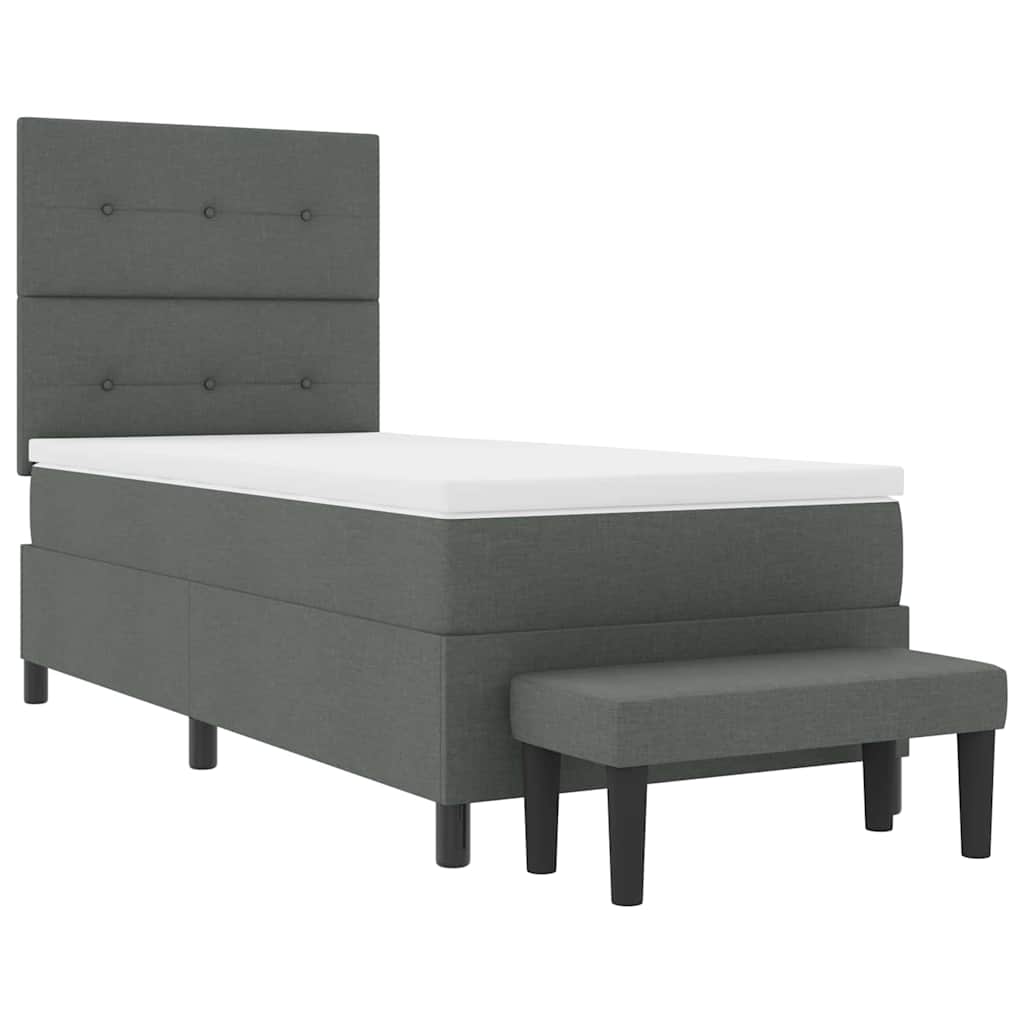 Box spring seng med hovedgærde Mørkegrå 90 x 190 cm Stof