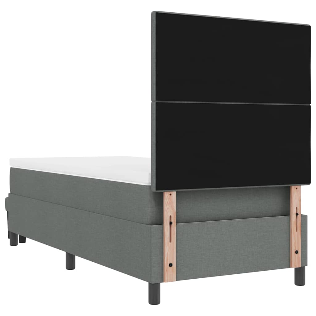 Box spring seng med hovedgærde Mørkegrå 90 x 190 cm Stof