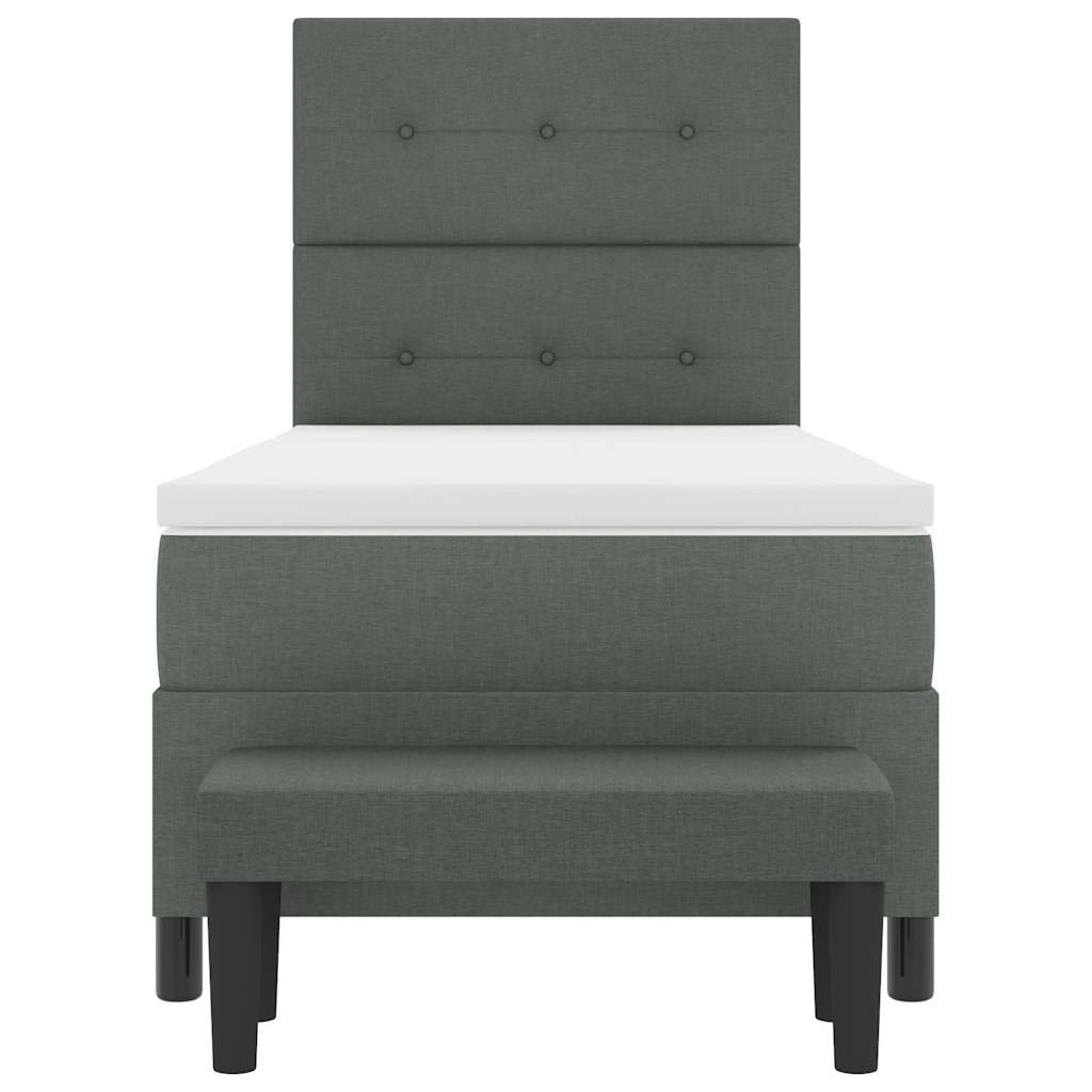 Box spring seng med hovedgærde Mørkegrå 90 x 190 cm Stof