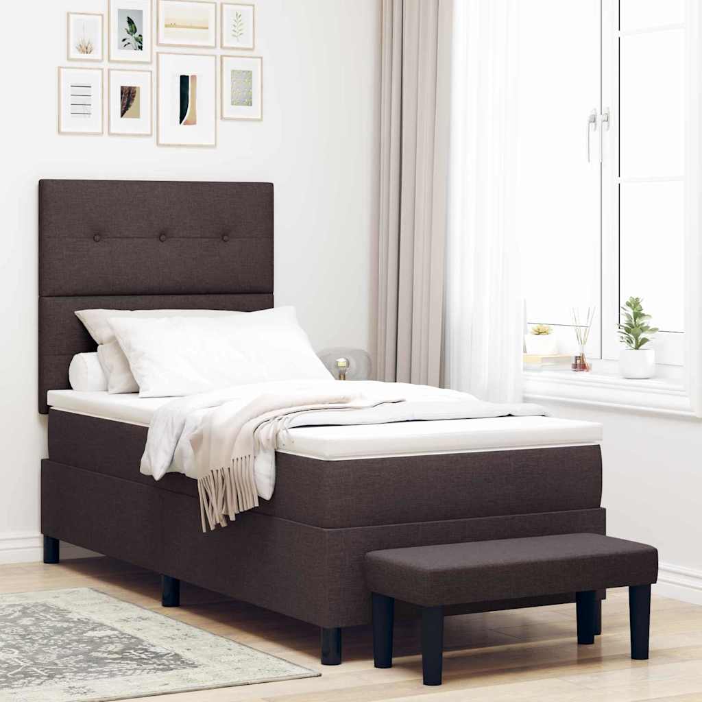 Box spring seng med hovedgærde Mørk Brun 90 x 190 cm Stof