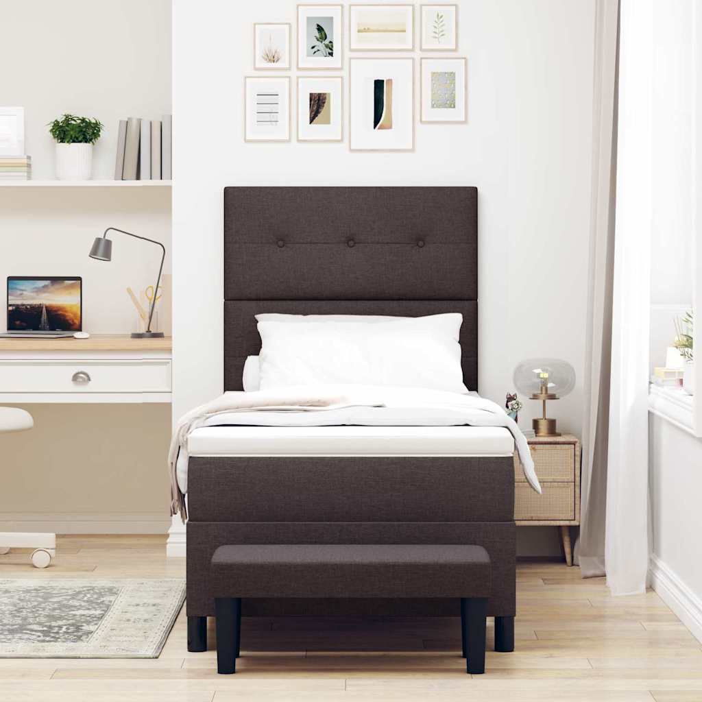 Box spring seng med hovedgærde Mørk Brun 90 x 190 cm Stof