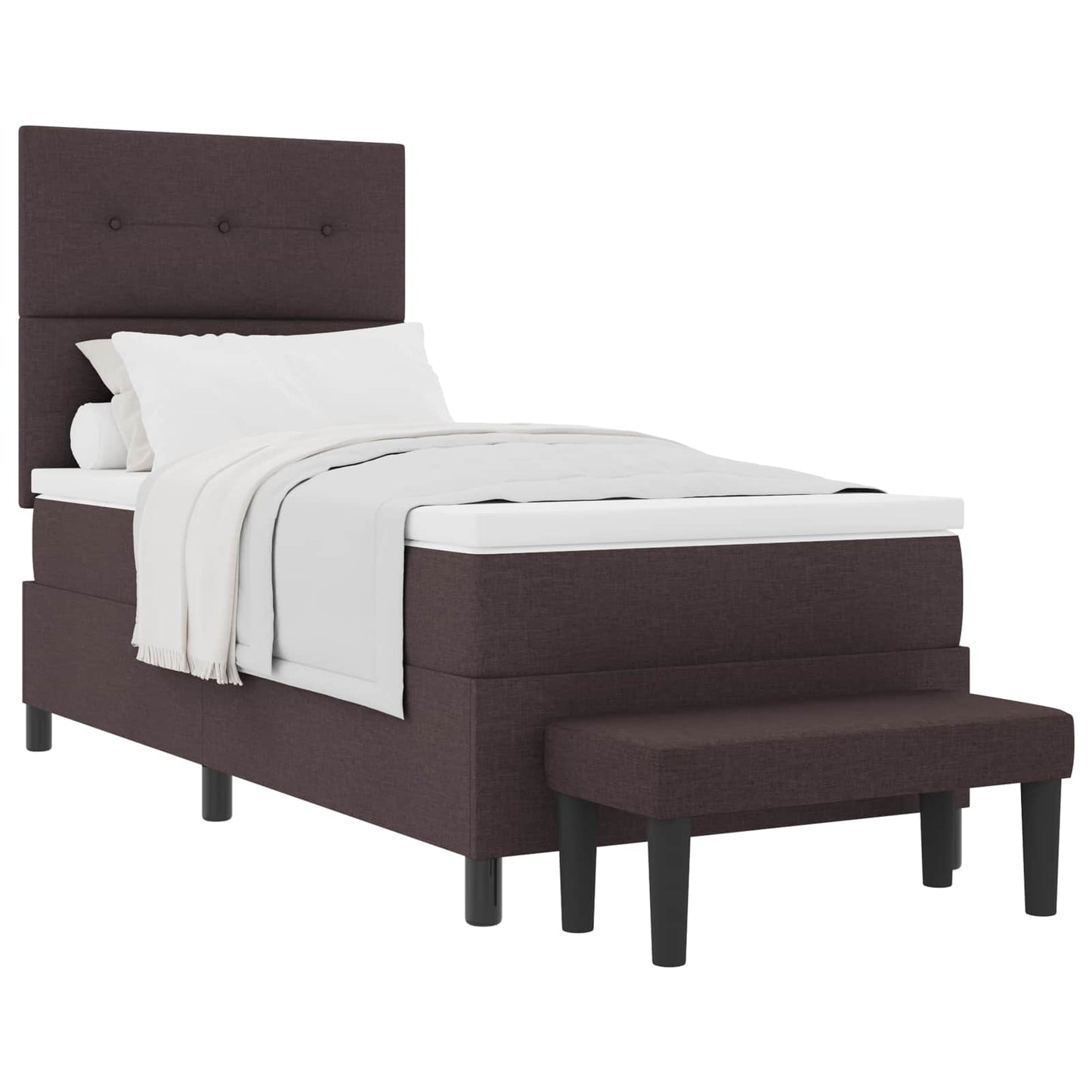 Box spring seng med hovedgærde Mørk Brun 90 x 190 cm Stof