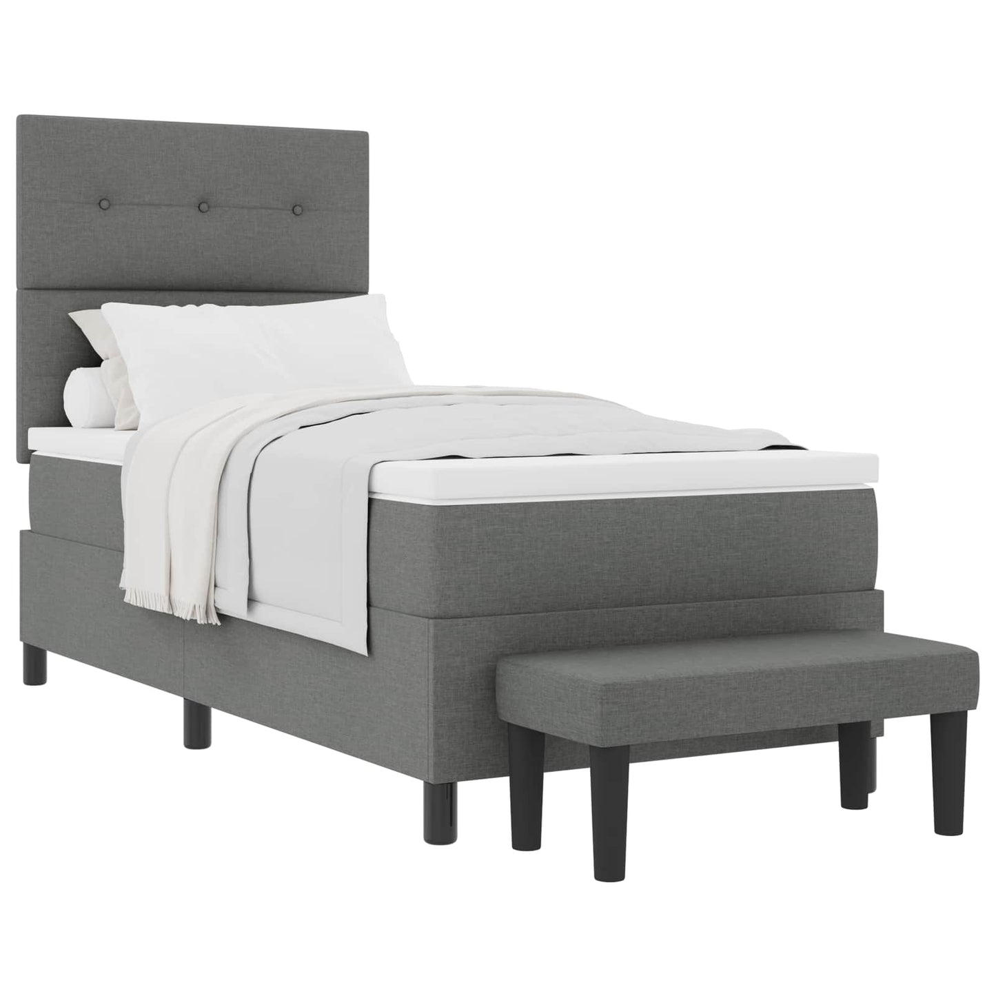 Box spring seng med hovedgærde Mørkegrå 90 x 200 cm Stof
