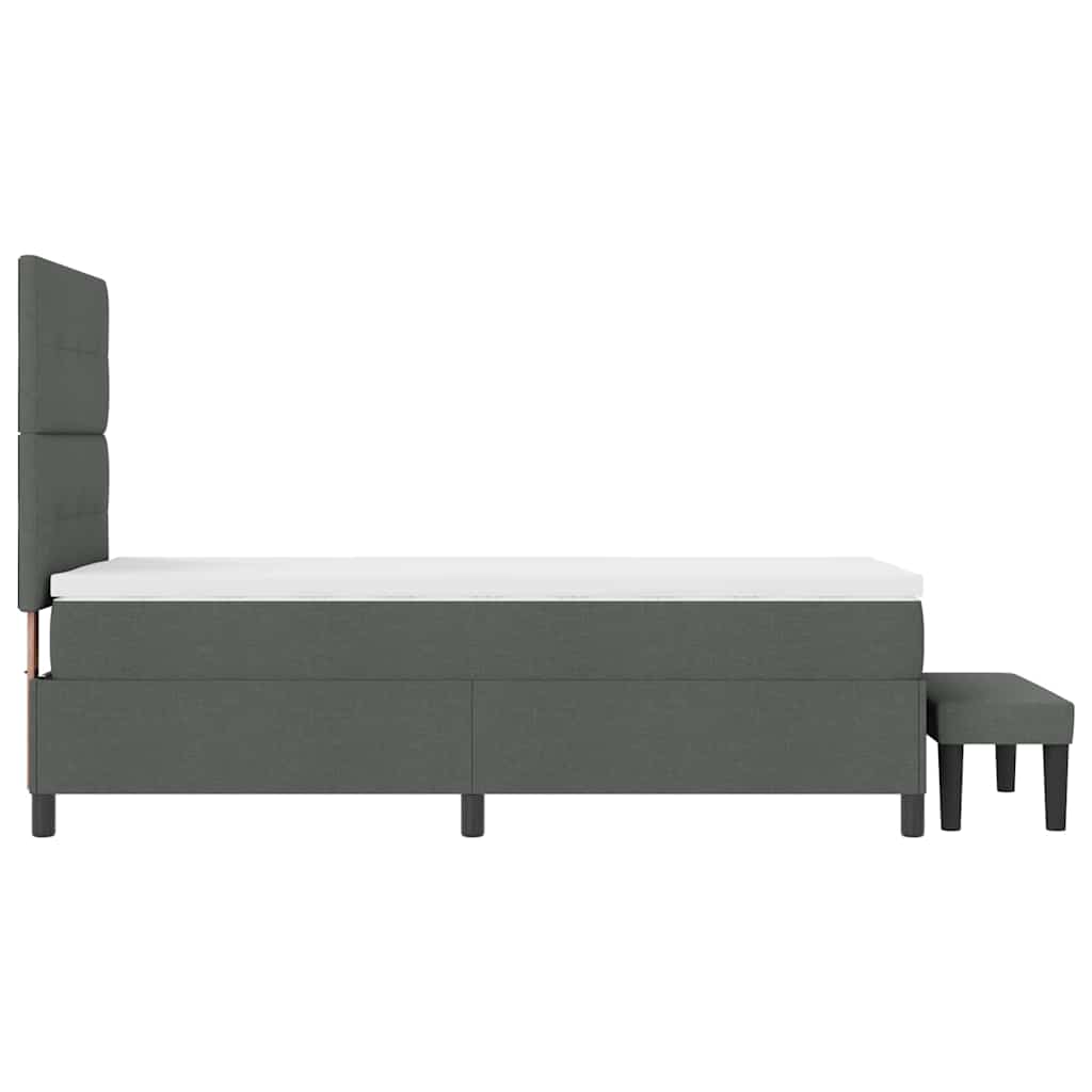 Box spring seng med hovedgærde Mørkegrå 90 x 200 cm Stof