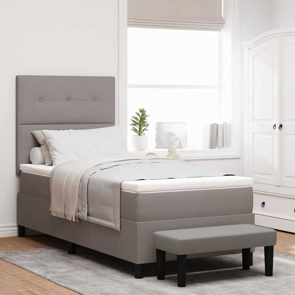 Box spring seng med hovedgærde Gråbrun 100 x 200 cm Stof