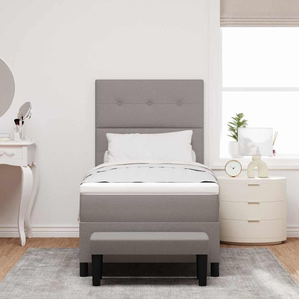 Box spring seng med hovedgærde Gråbrun 100 x 200 cm Stof