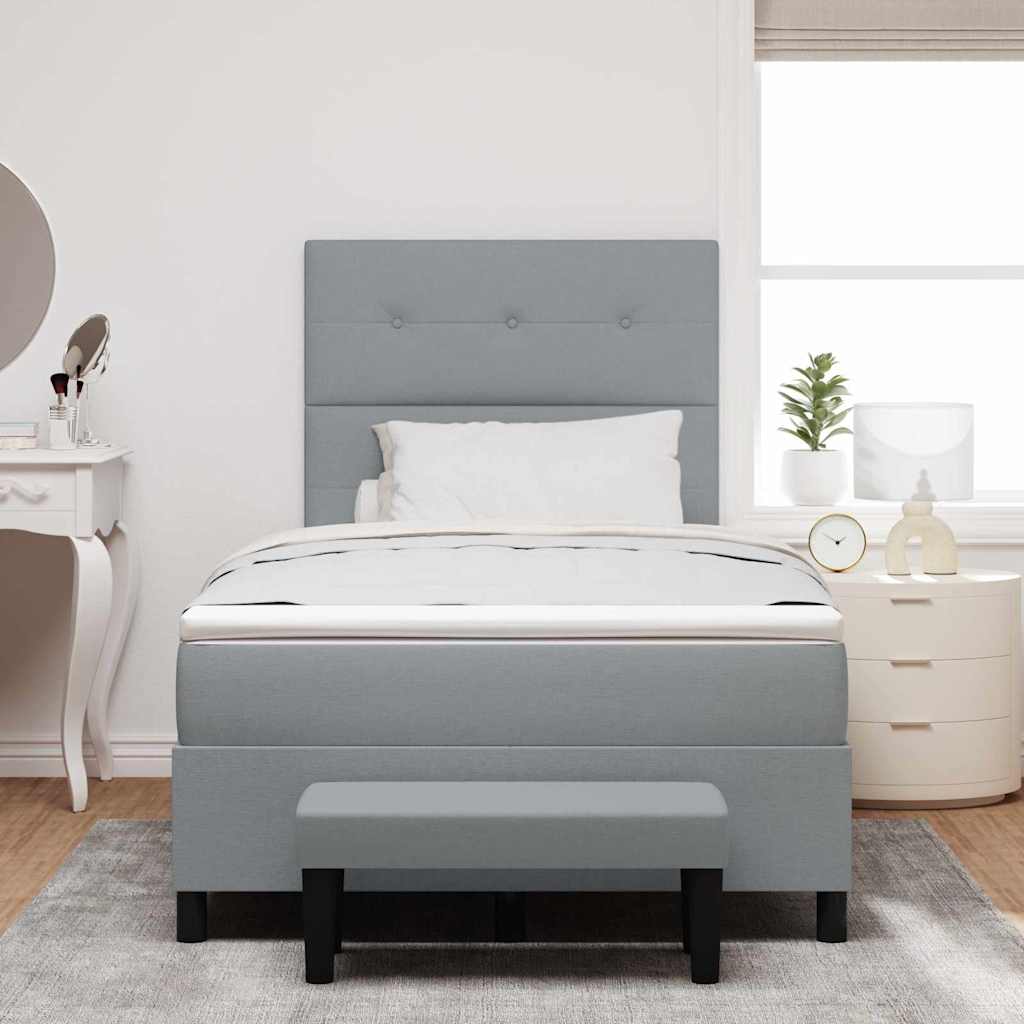 Box spring seng med hovedgærde Lysegrå 120 x 190 cm Stof