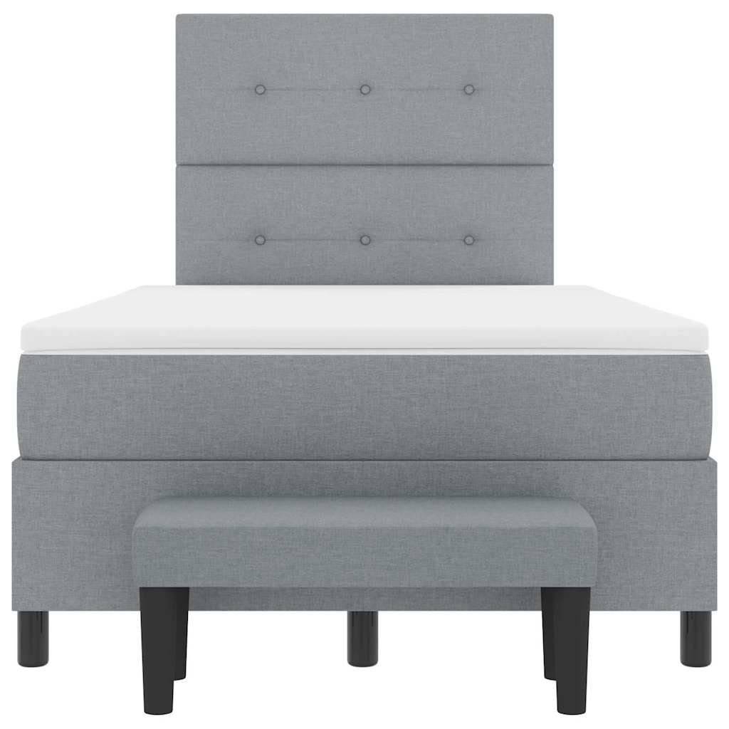 Box spring seng med hovedgærde Lysegrå 120 x 190 cm Stof