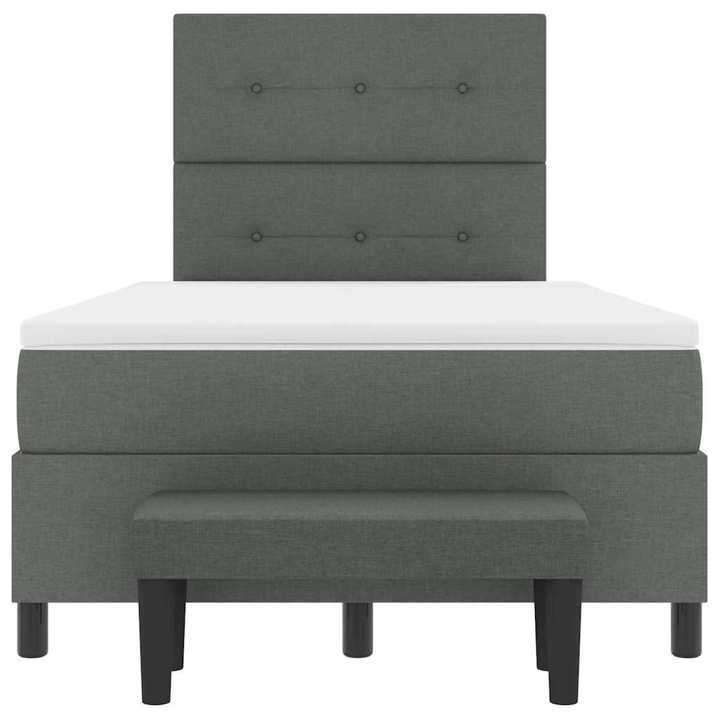 Box spring seng med hovedgærde Mørkegrå 120 x 190 cm Stof
