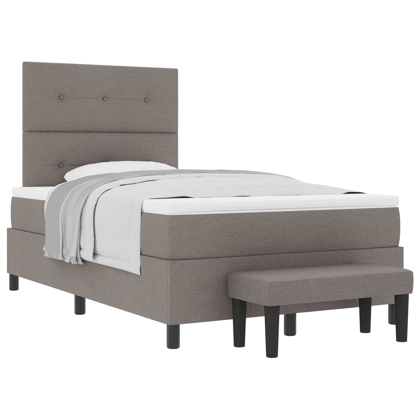 Box spring seng med hovedgærde Gråbrun 120 x 190 cm Stof