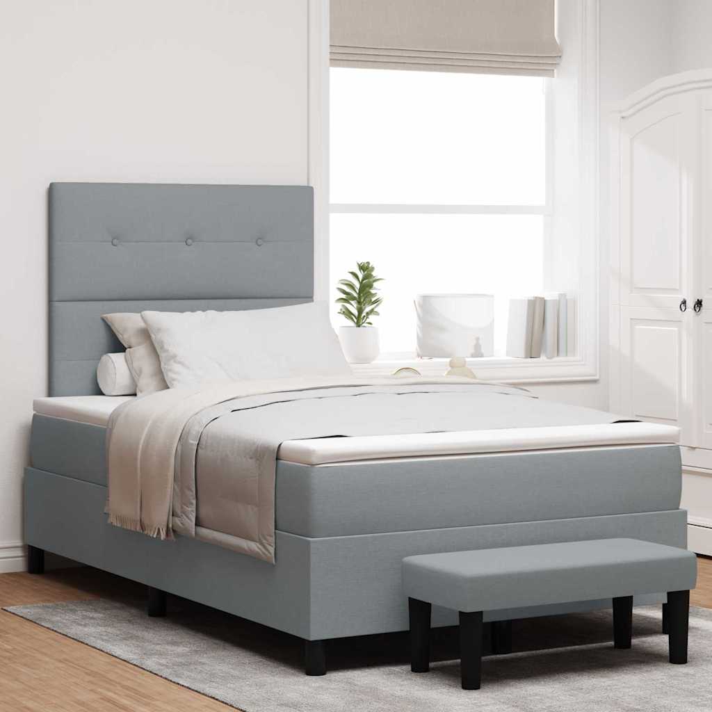 Box spring seng med hovedgærde Lysegrå 120 x 200 cm Stof
