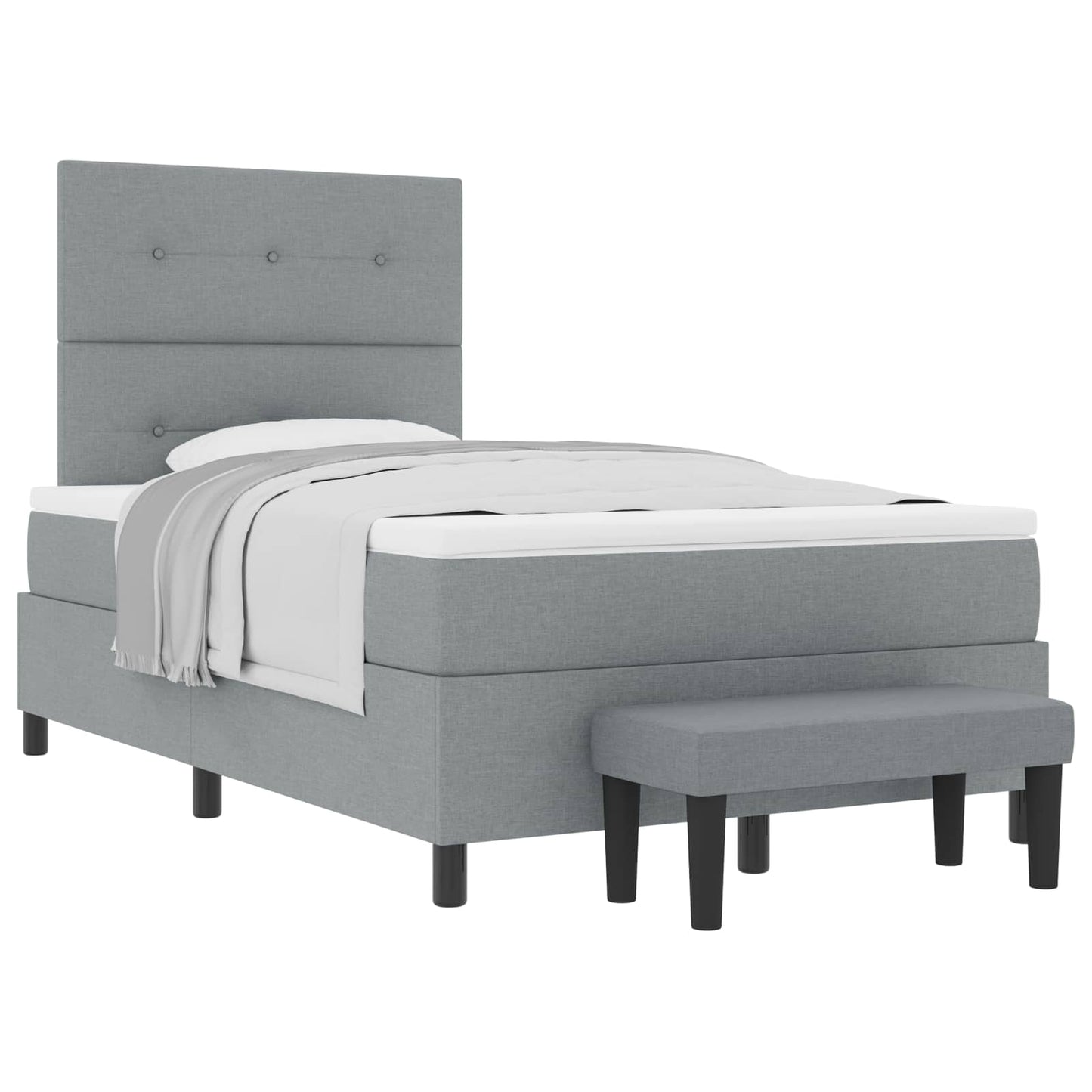 Box spring seng med hovedgærde Lysegrå 120 x 200 cm Stof