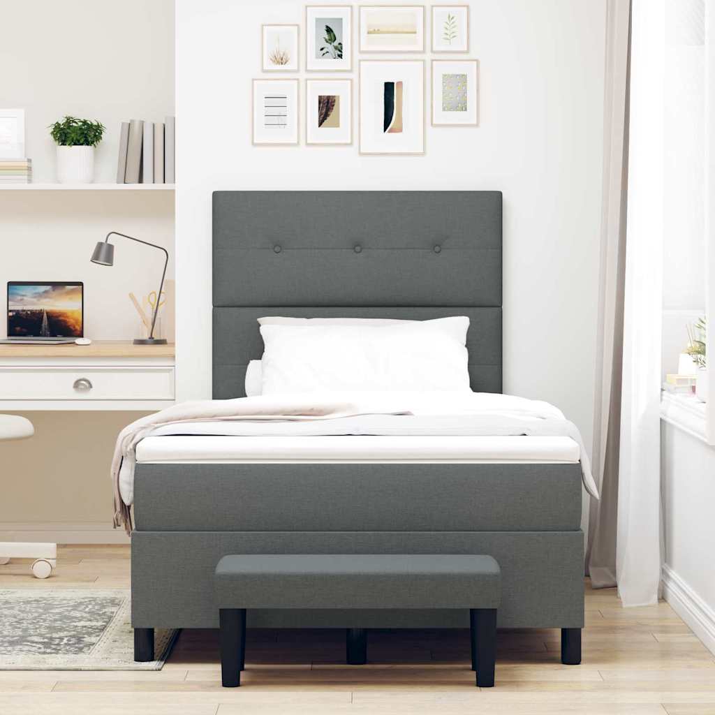 Box spring seng med pude Mørkegrå 120 x 200 cm Stof