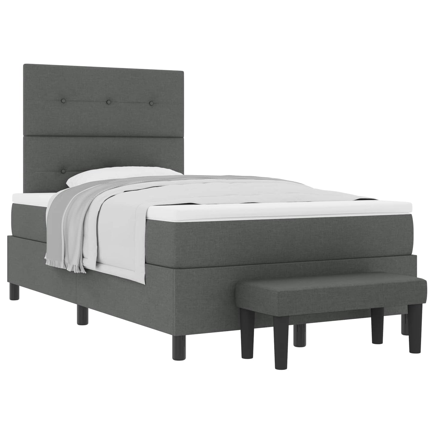 Box spring seng med pude Mørkegrå 120 x 200 cm Stof