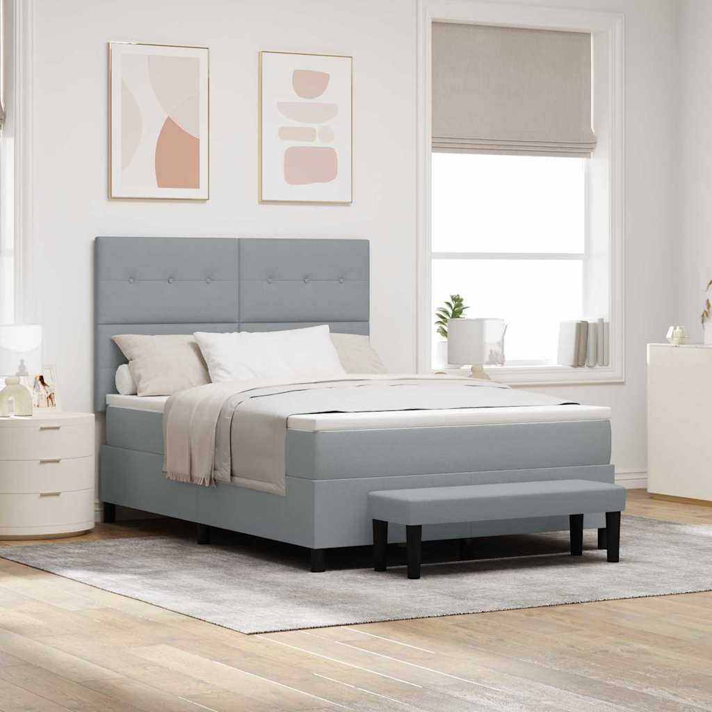 Box spring seng med hovedgærde Lysegrå 160 x 200 cm Stof