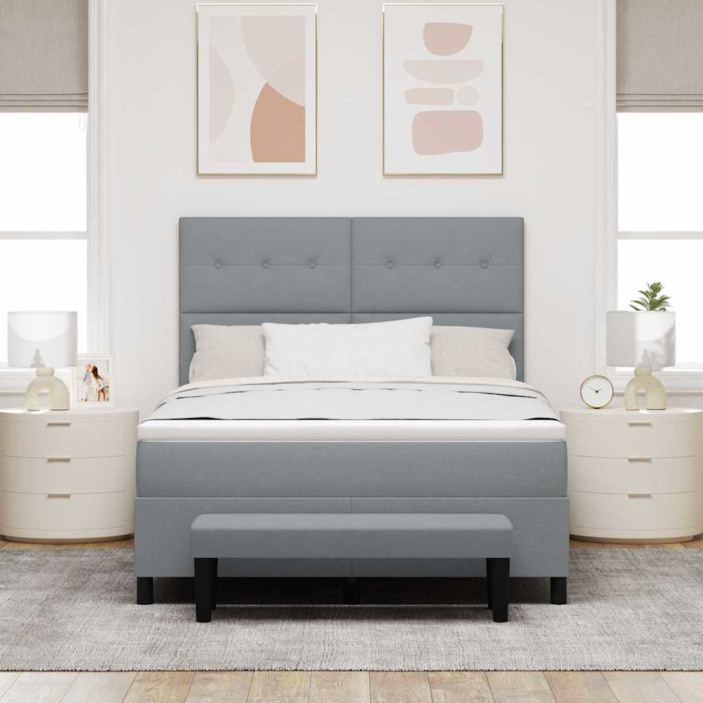 Box spring seng med hovedgærde Lysegrå 160 x 200 cm Stof