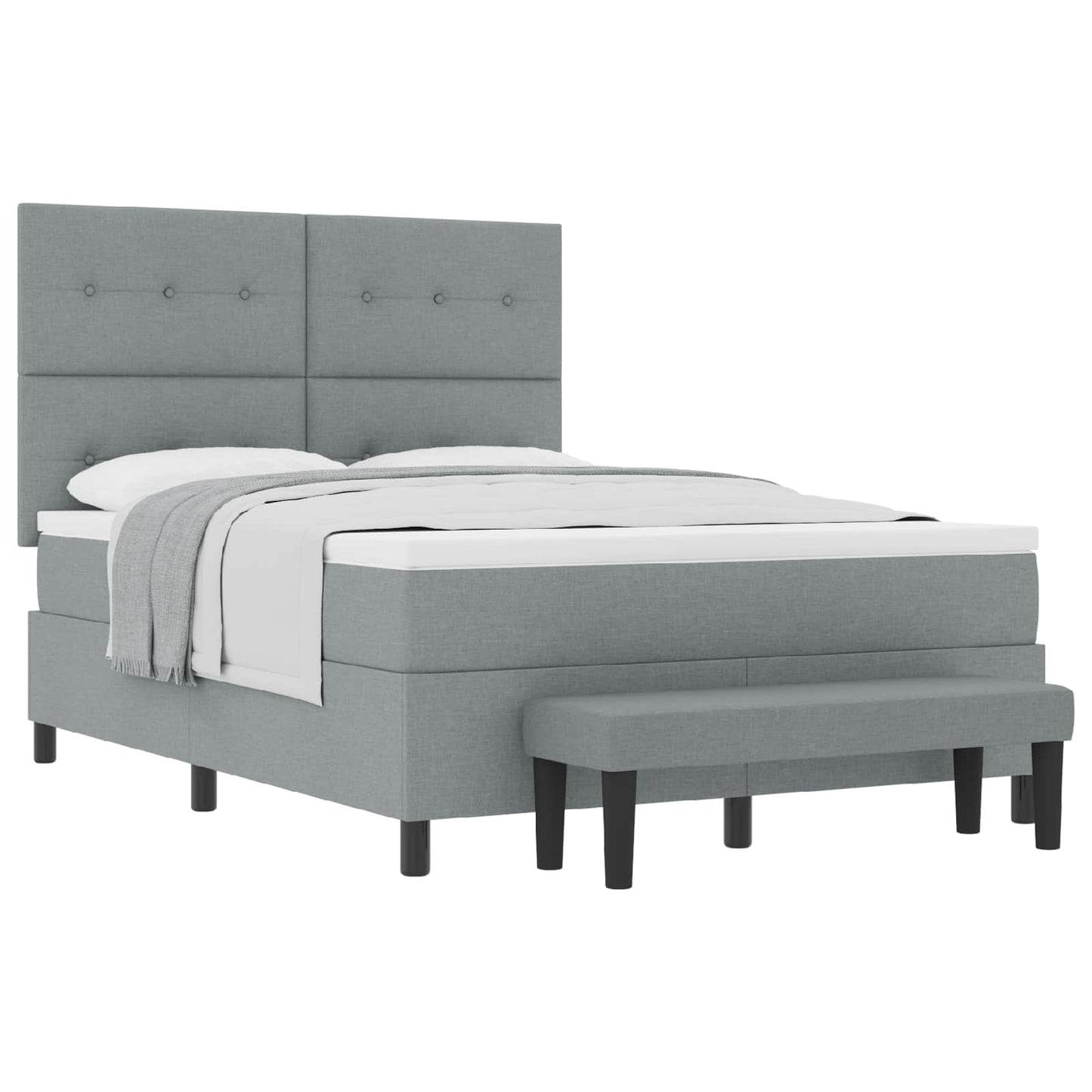 Box spring seng med hovedgærde Lysegrå 160 x 200 cm Stof