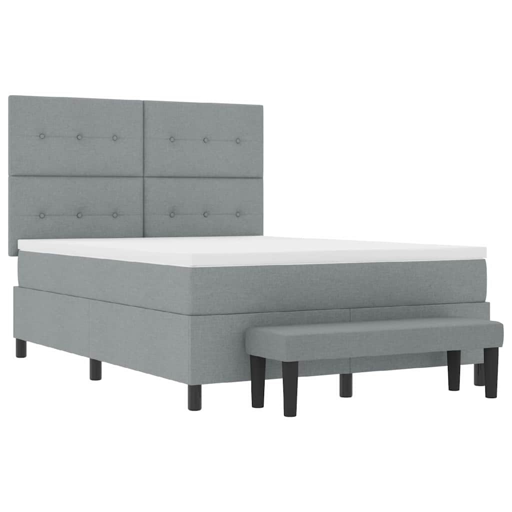 Box spring seng med hovedgærde Lysegrå 160 x 200 cm Stof