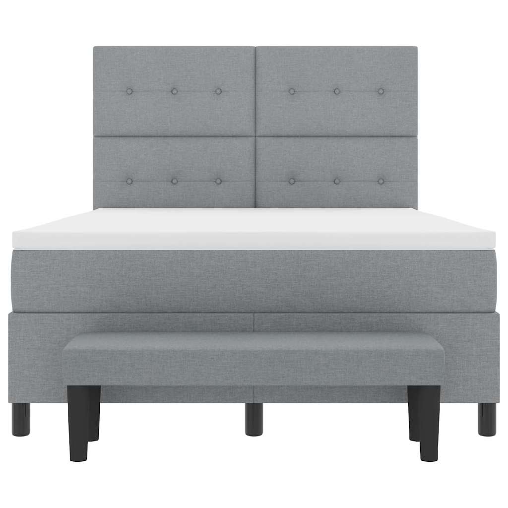 Box spring seng med hovedgærde Lysegrå 160 x 200 cm Stof