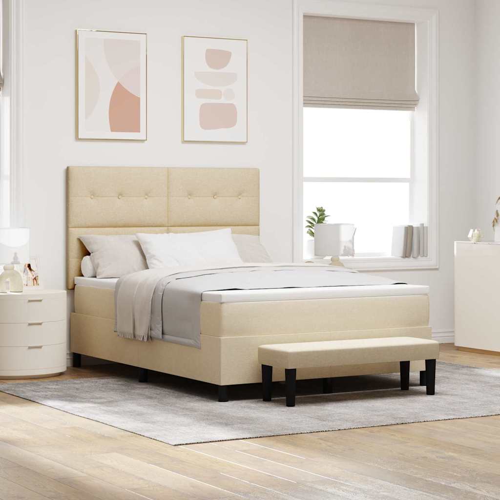 Box spring seng med hovedgærde Creme 160 x 200 cm Stof