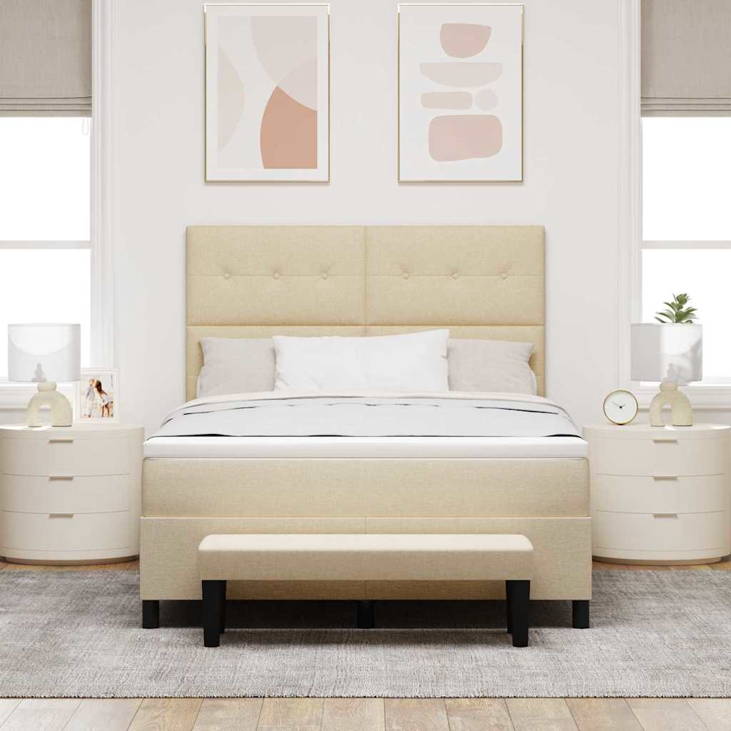 Box spring seng med hovedgærde Creme 160 x 200 cm Stof