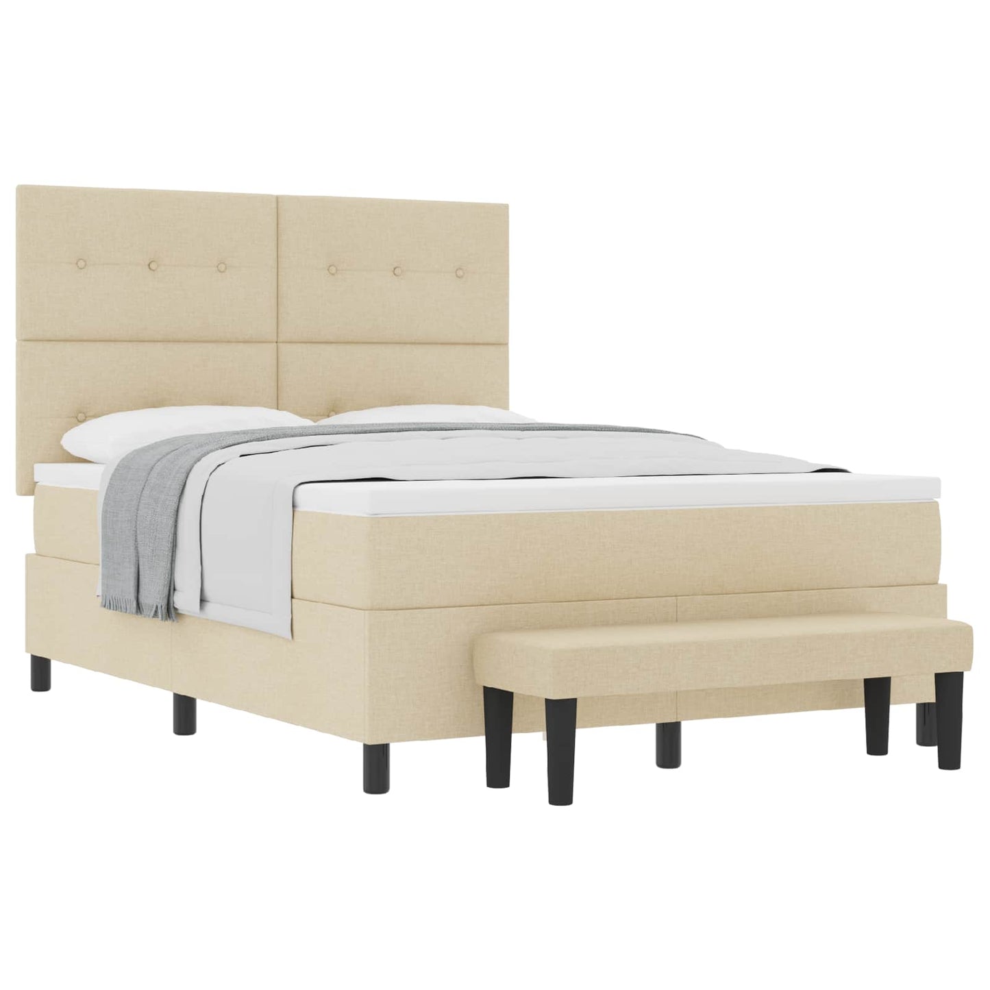 Box spring seng med hovedgærde Creme 160 x 200 cm Stof
