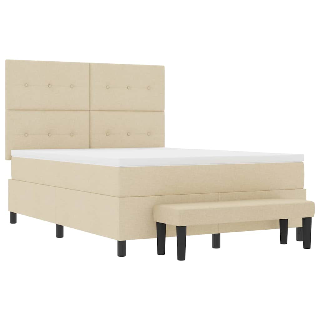 Box spring seng med hovedgærde Creme 160 x 200 cm Stof