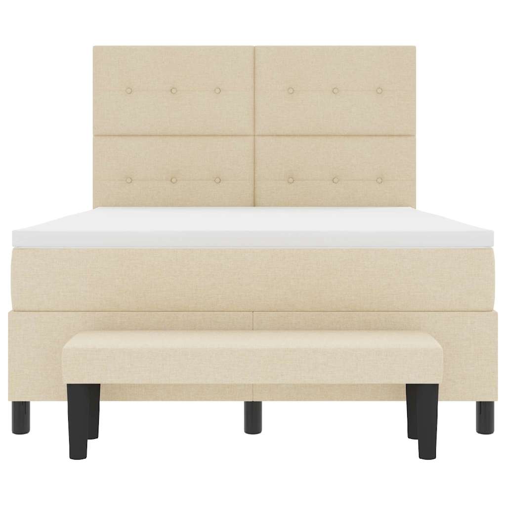 Box spring seng med hovedgærde Creme 160 x 200 cm Stof