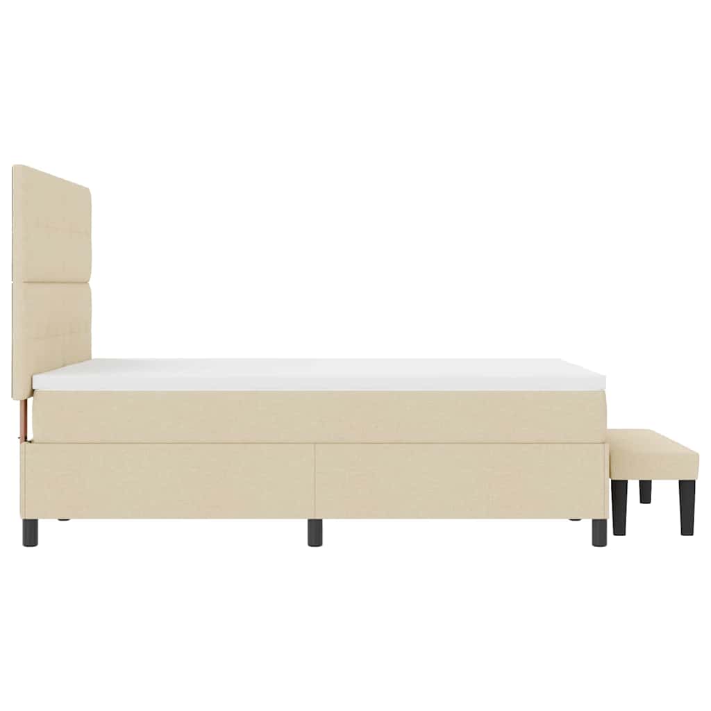 Box spring seng med hovedgærde Creme 160 x 200 cm Stof