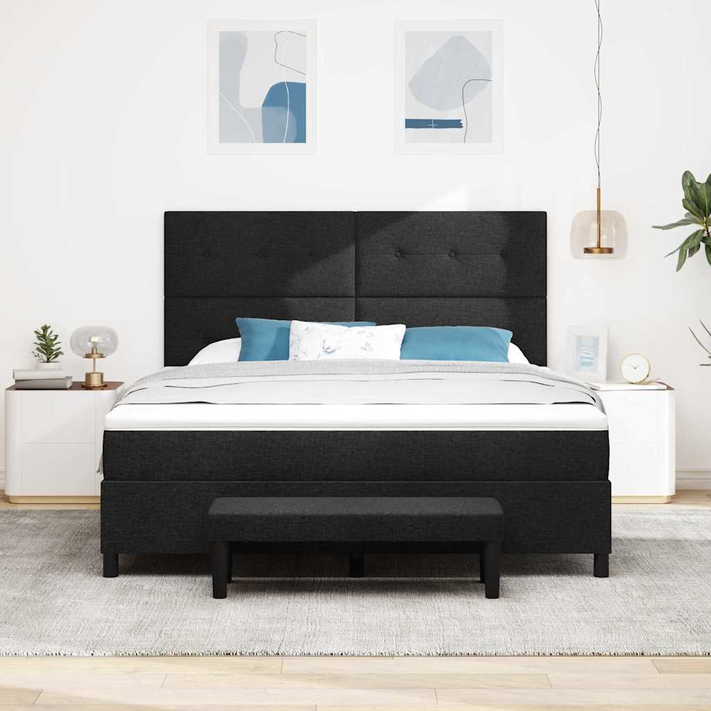 Box spring seng med hovedgærde Sort 180 x 200 cm Stof