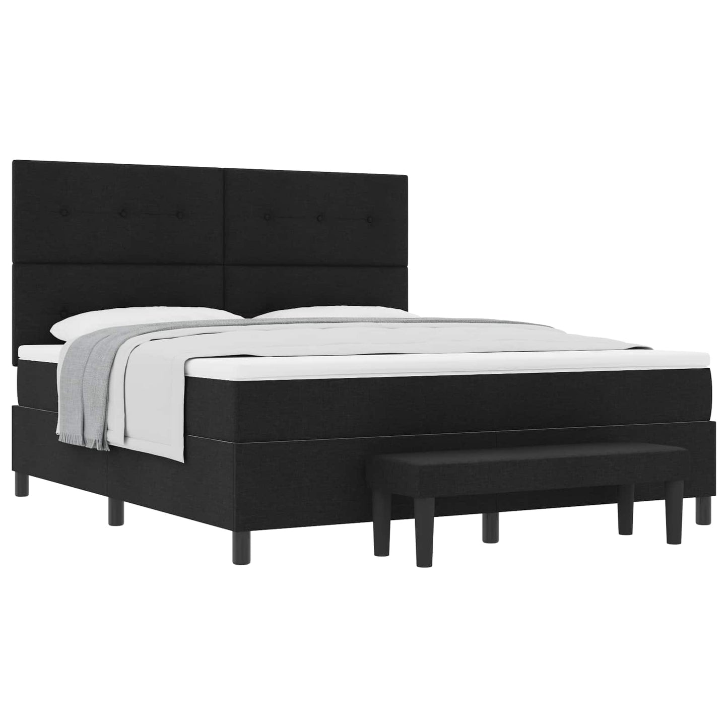 Box spring seng med hovedgærde Sort 180 x 200 cm Stof
