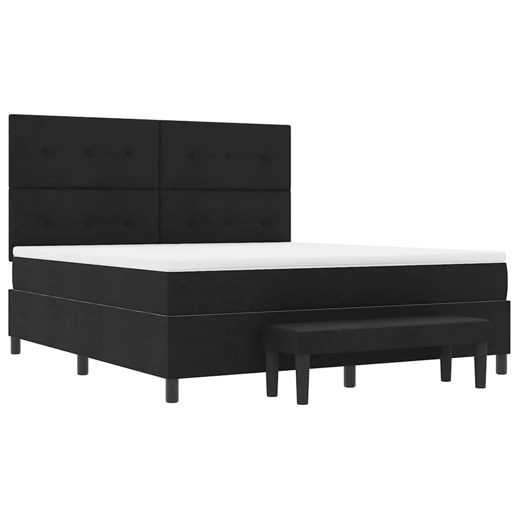 Box spring seng med hovedgærde Sort 180 x 200 cm Stof