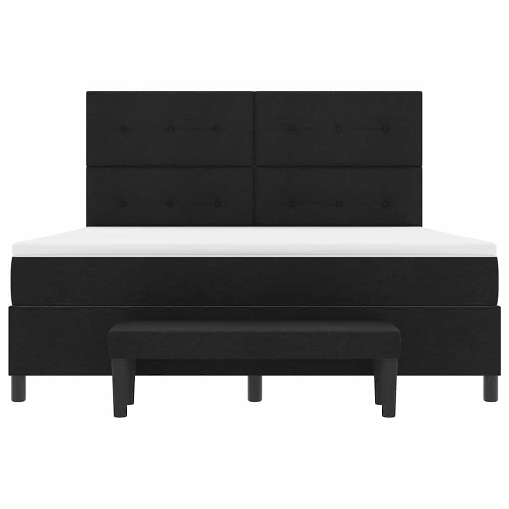 Box spring seng med hovedgærde Sort 180 x 200 cm Stof